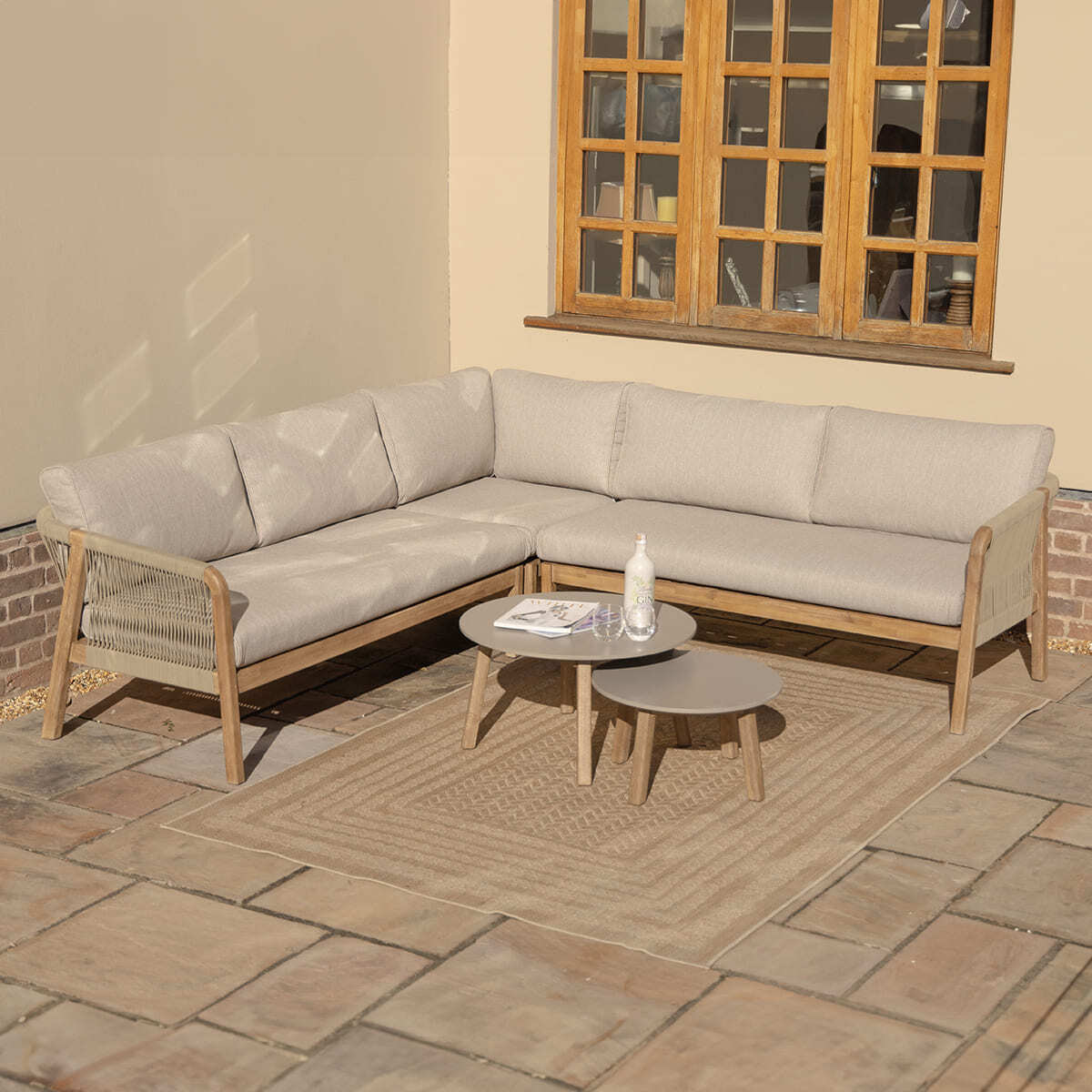 Martinique Corner Sofa Set with 2 Tables by Maze Rattan. GardenBox Price £1749