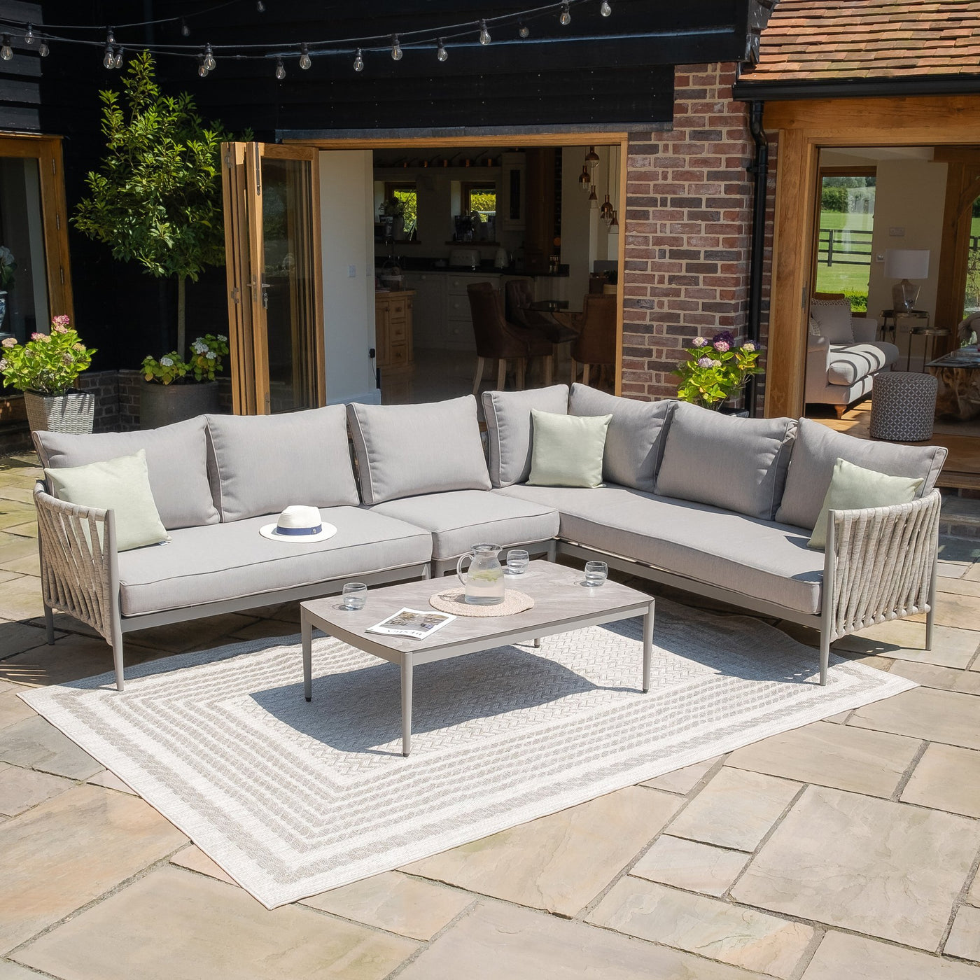 Milan Rope Weave Large Corner Sofa Set by Maze Rattan. GardenBox Price £2449