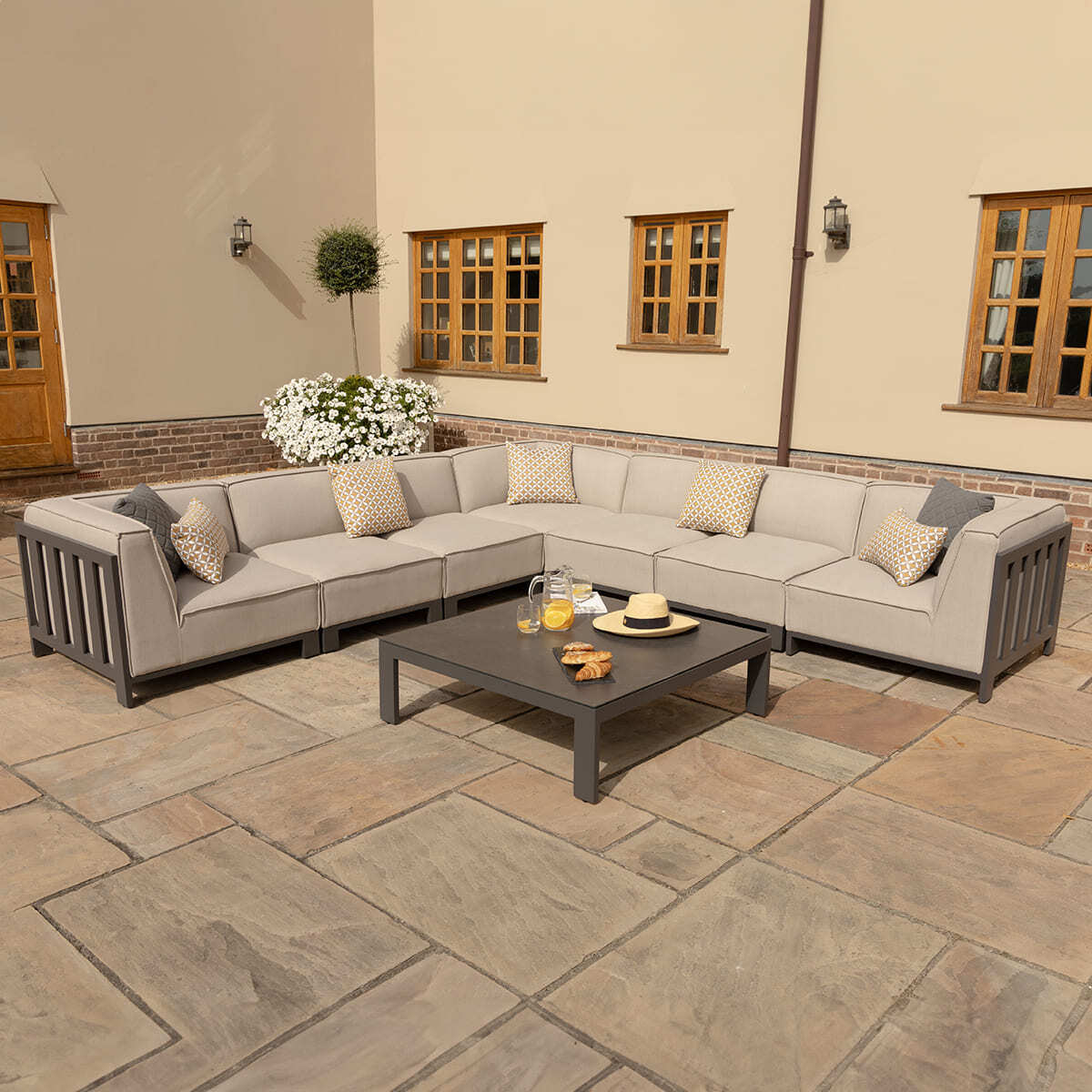 IBIZA Large Corner Sofa Set with square table by Maze Rattan. GardenBox Price £4299