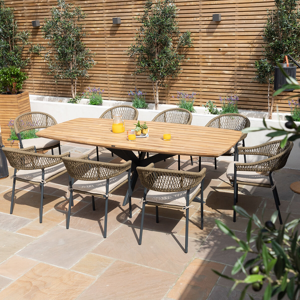 Bali 8 Seat Oval Dining Set by Maze Rattan. GardenBox Price £2149