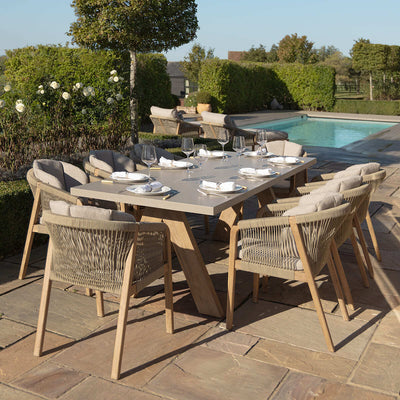 Martinique 8 Seat Rectangular Dining Set with 230cm Concrete Table Top. GardenBox Price £2449