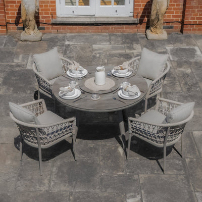 Monaco Rope Weave 4 Seat Round Dining Set by Maze Rattan. GardenBox Price £949